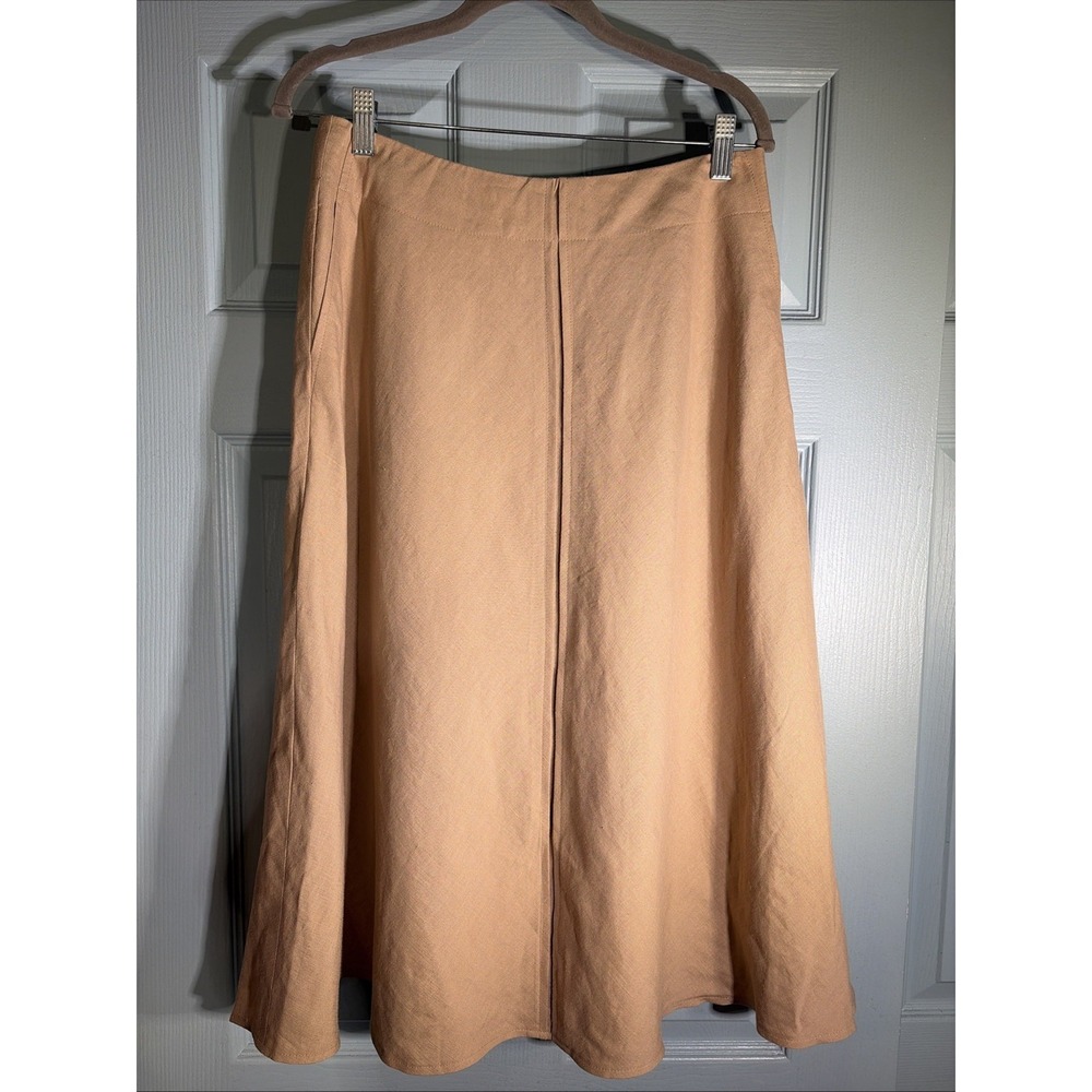Talbots Straight Sz 8 Lined  Linen Blend Skirt. Italian Fabric. Khaki. Pockets.
